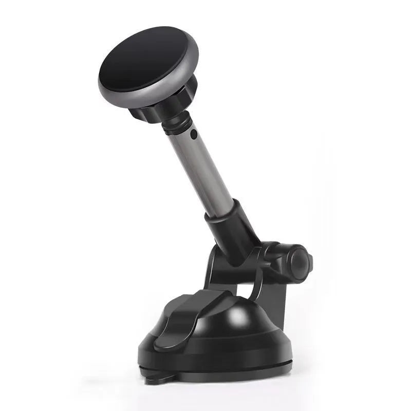 Creative 360 degree rotating suction cup telescopic magnet aluminum alloy car phone holder in black and silvery