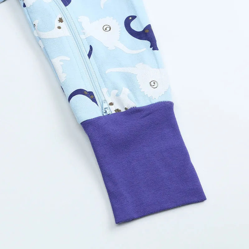 Cotton baby jumpsuit short sleeve zipper romper in blue, sizes 66-100