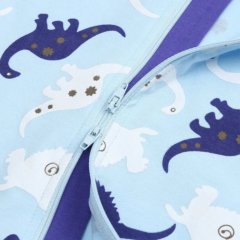 Cotton baby jumpsuit short sleeve zipper romper in blue, sizes 66-100