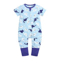Cotton baby jumpsuit short sleeve zipper romper in blue, sizes 66-100