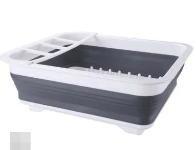 Folding off-white Japanese style dish drainer rack with porous drainage for drying tableware and vegetables
