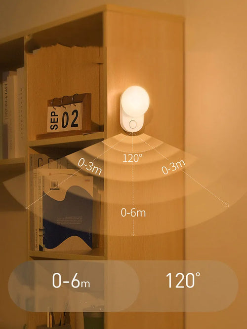 White Baseus Full Moon rechargeable sensor night light with USB charging port