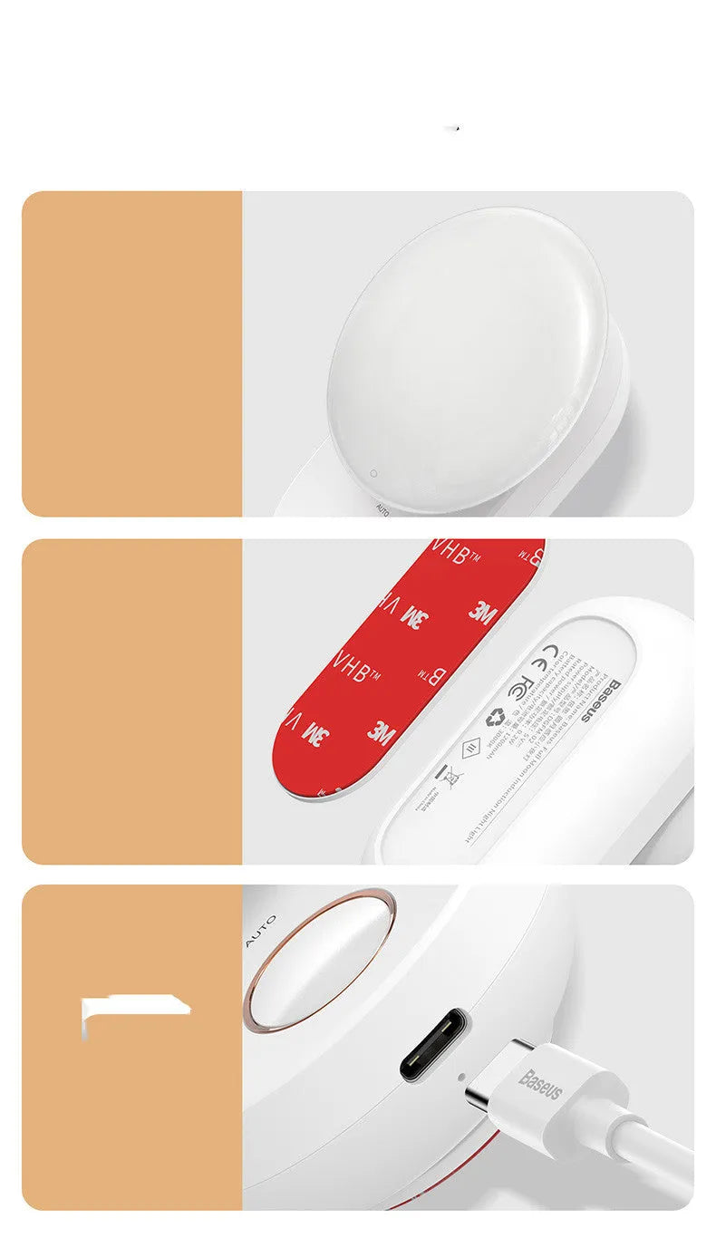White rechargeable sensor night light with USB port and motion sensor.