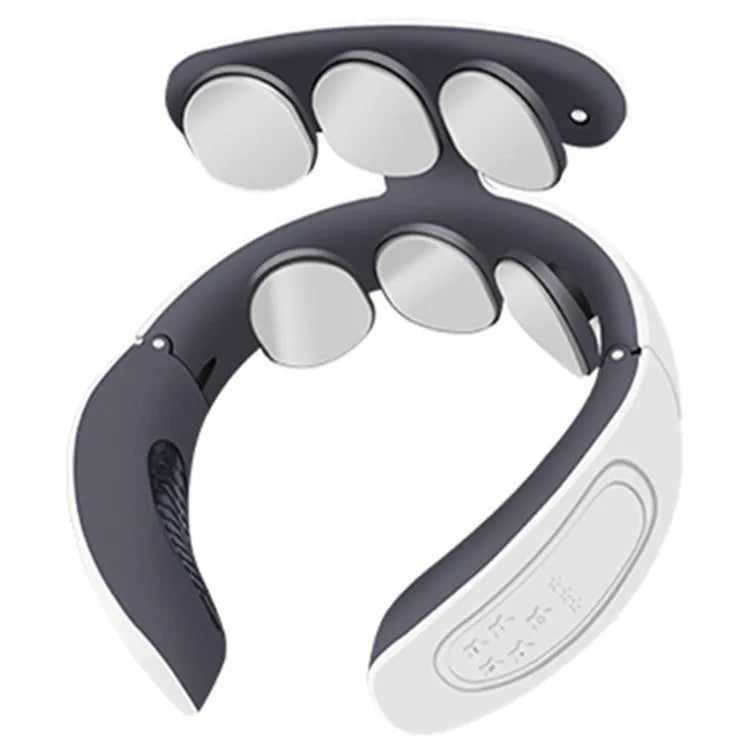 Home portable six-head cervical massager in white with USB cable