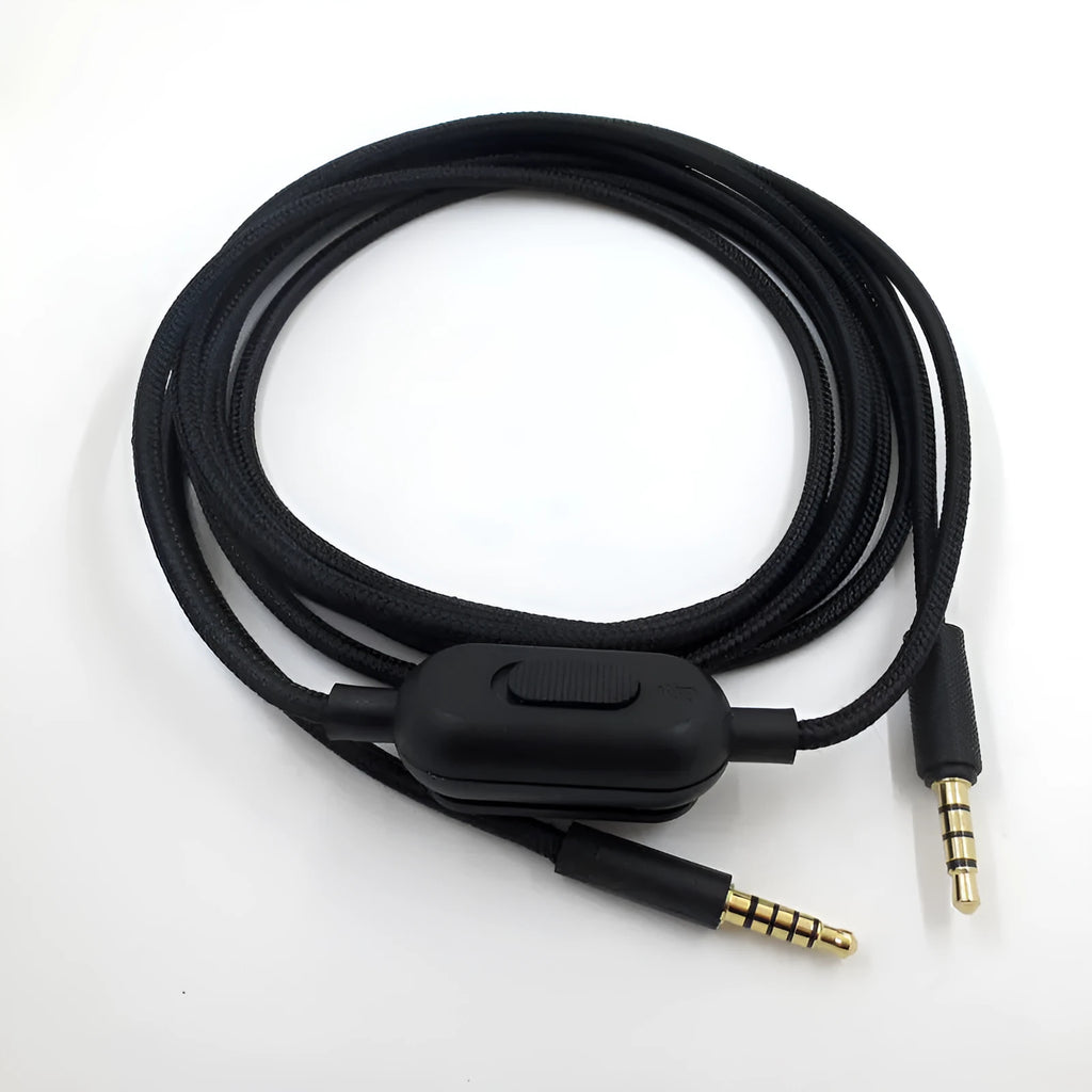 Black universal game headset audio cable with bare copper wire core