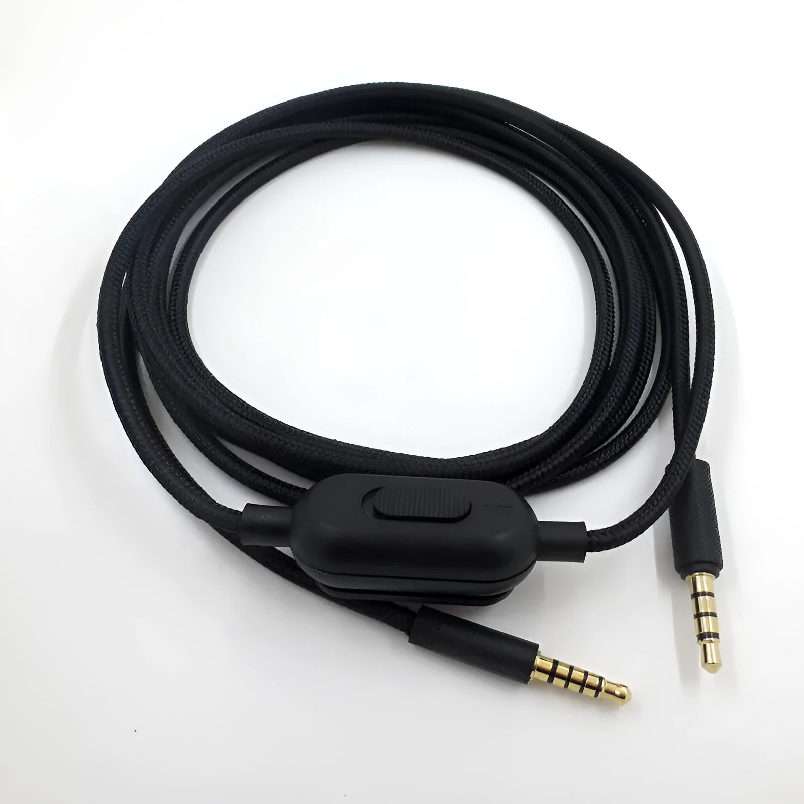 Black universal game headset audio cable with bare copper wire core