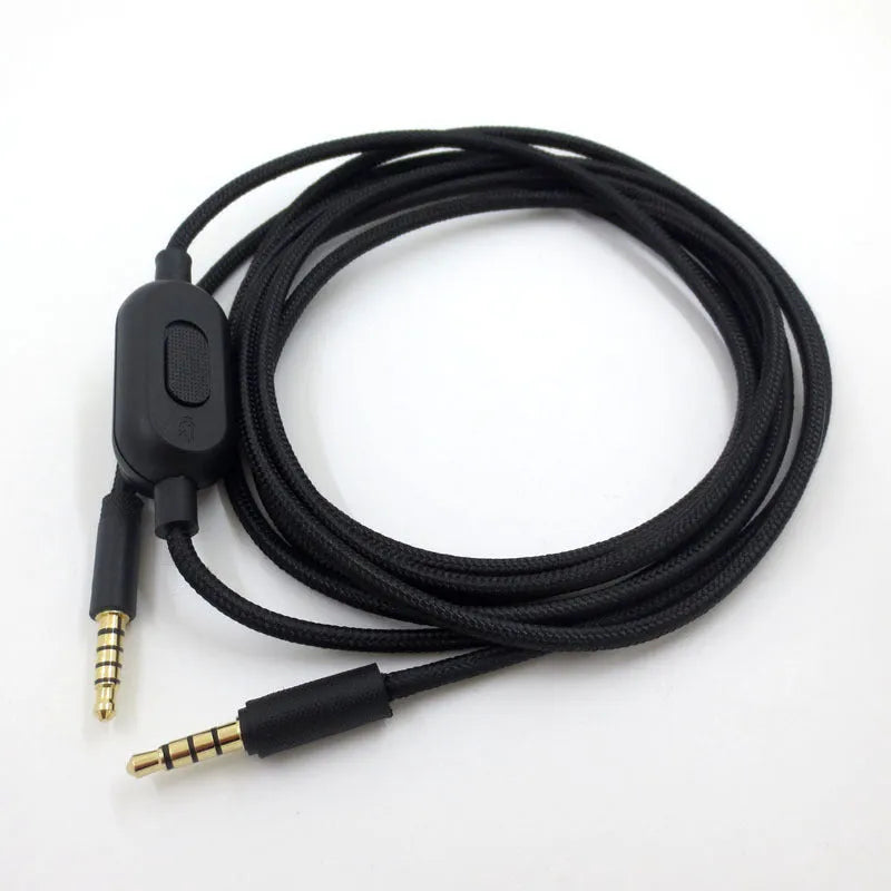 Black universal game headset audio cable with bare copper wire core