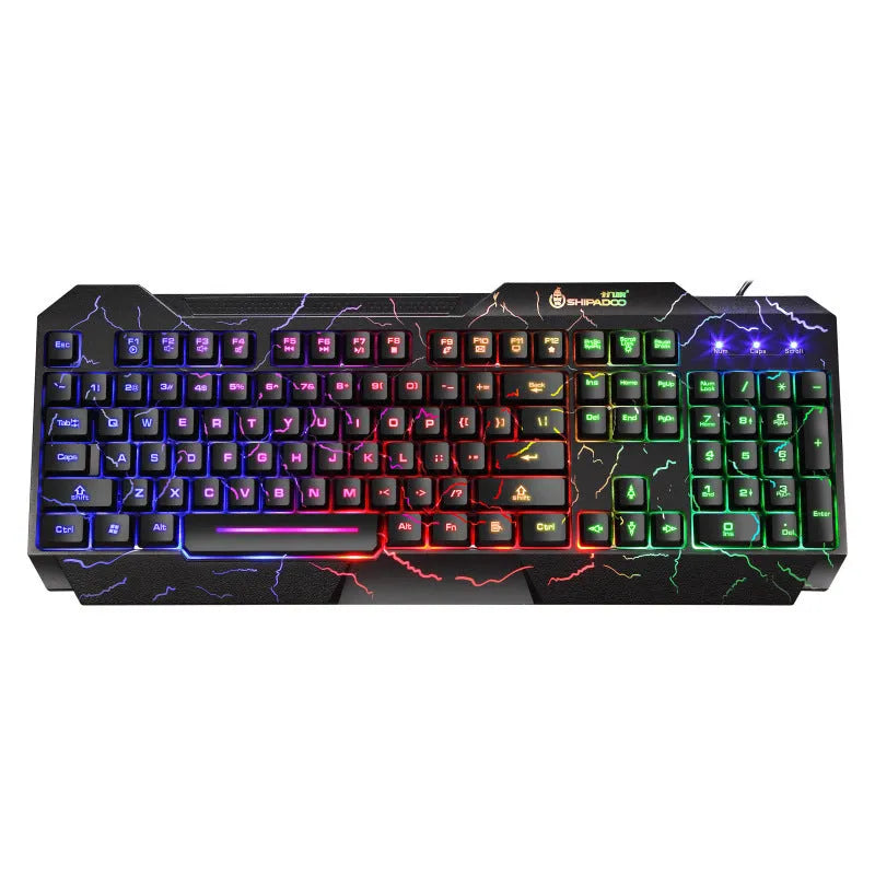 Wired luminous 4D gaming keyboard and mouse set with USB backlit keyboard and 2400dpi optical mouse