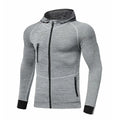 Mens hooded long sleeve running tights in plain colour for autumn training