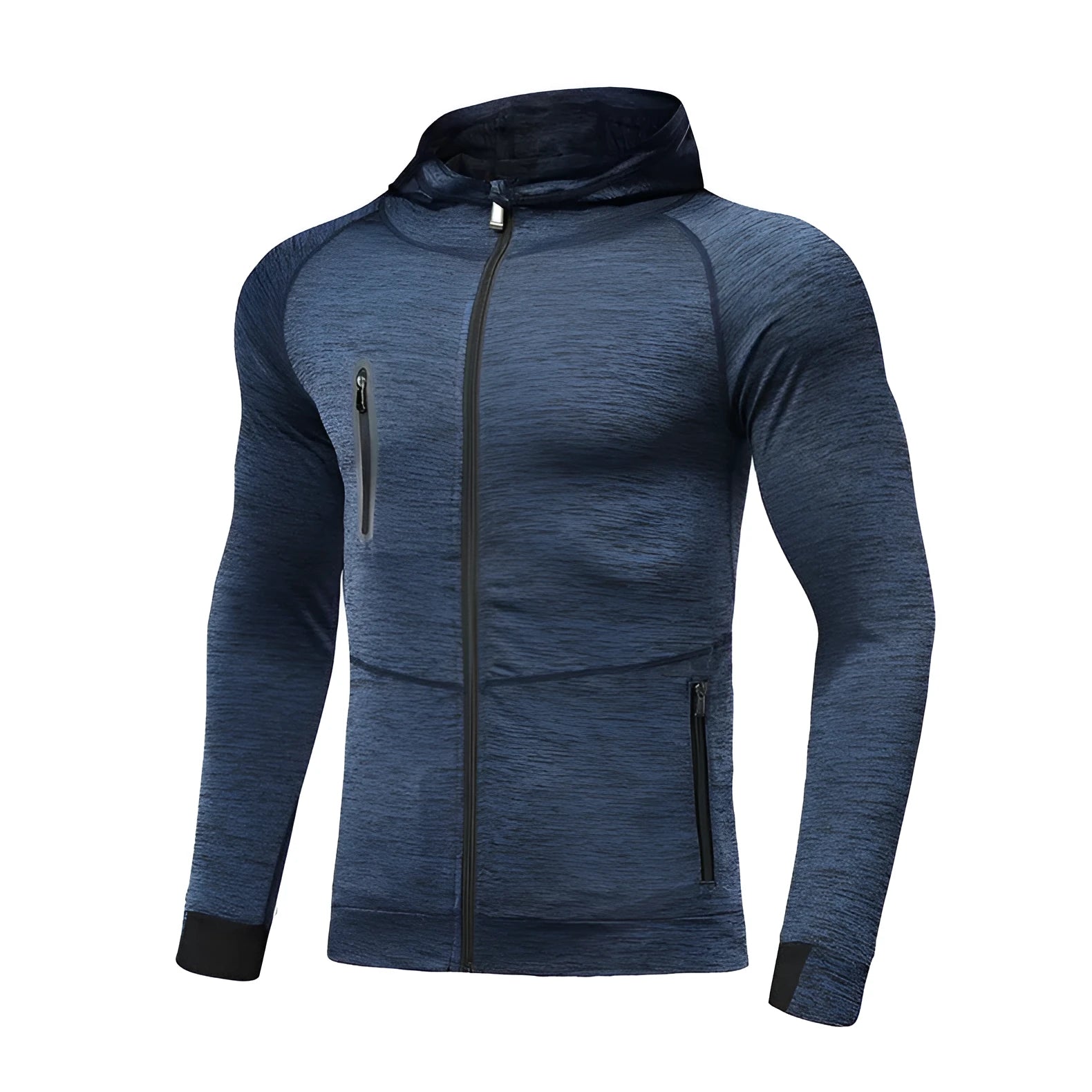 Mens hooded long sleeve running tights in plain colour for autumn training