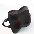 Black rechargeable massage pillow with infrared heat, magnetic therapy and vibration for neck, cervical spine and waist