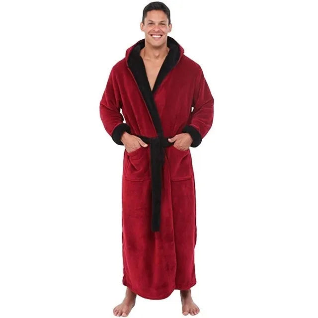 Men's cotton winter pyjamas long sleeve solid colour home wear