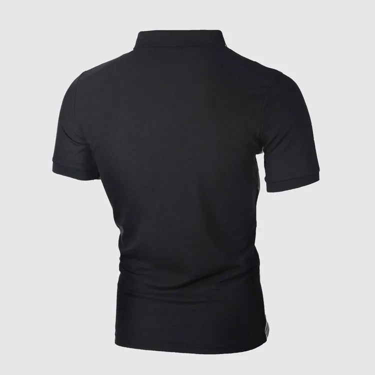 Men polo shirt casual cotton T-shirt short sleeve tight-fitting summer top black grey white Lycra travel