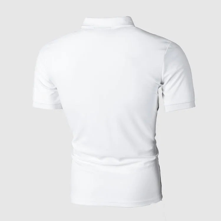 Men polo shirt casual cotton T-shirt short sleeve tight-fitting summer top black grey white Lycra travel