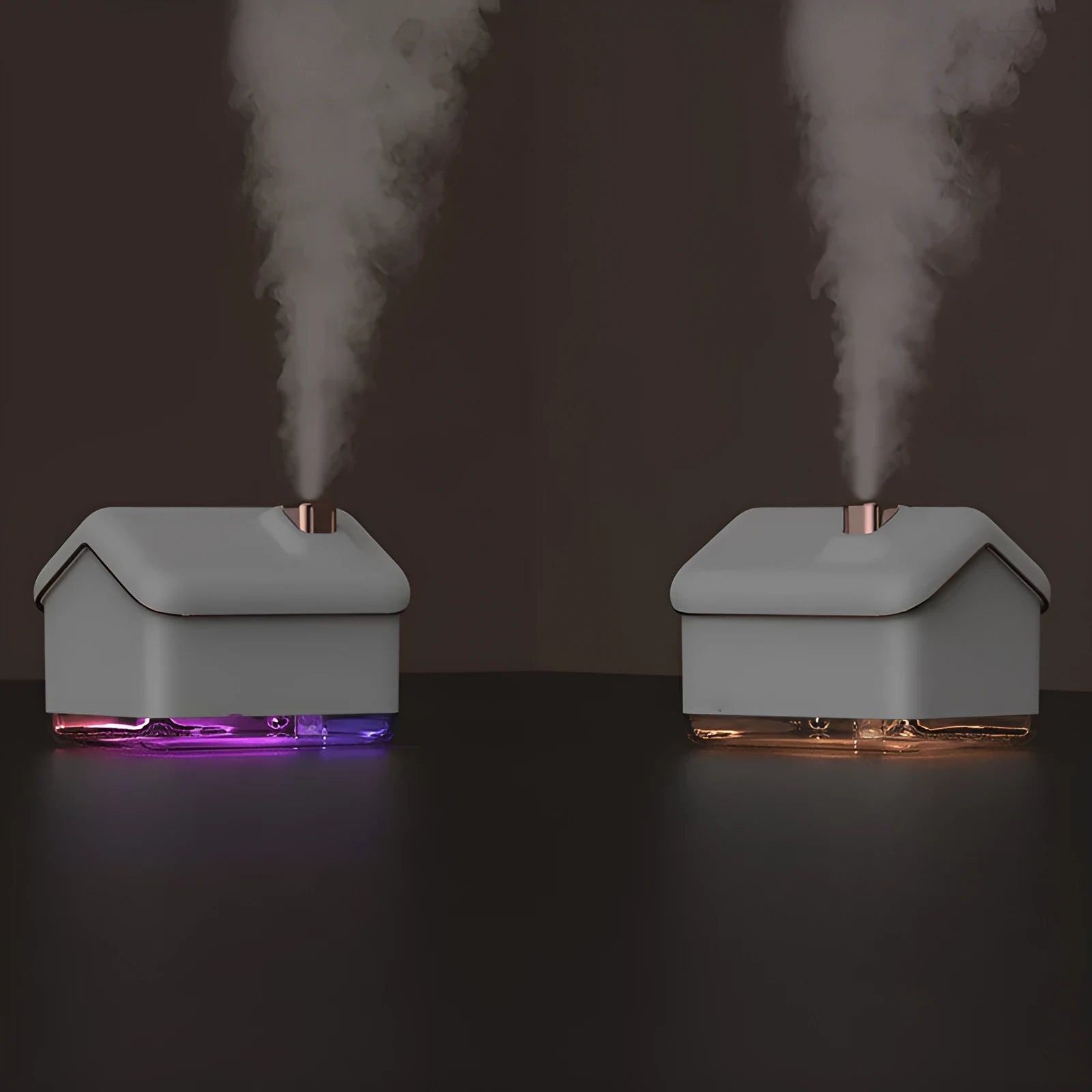 White igloo-shaped ultrasonic humidifier and essential oil diffuser with LED light and water tank.