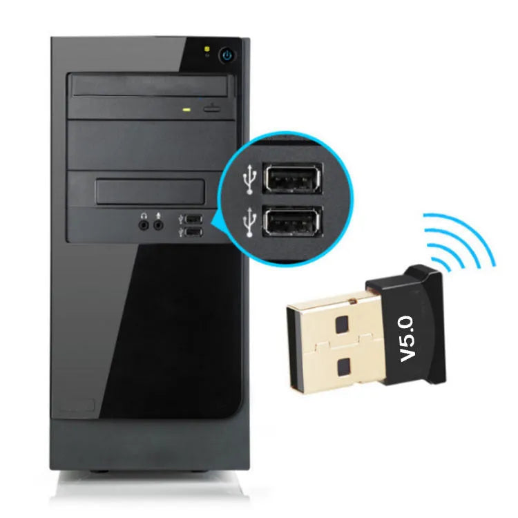 USB Bluetooth 5.0 audio receiver transmitter adapter for desktop notebook, Gold or Silver, 10m range