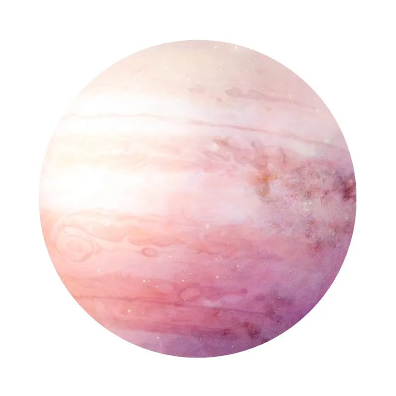Round natural rubber laptop cushion with planet pattern silk surface, 220mm diameter