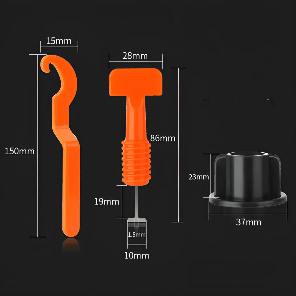 Tile positioning regulator with spacer needles and wrench for ceramic wall tile installation