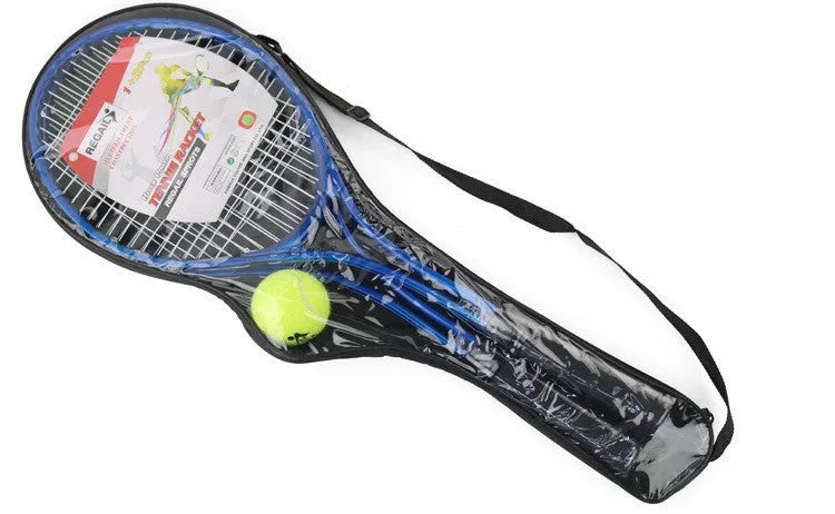 Tennis rebound training device with rope and blue base for solo practice