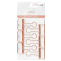 Rose gold metal binder clip set showing eight small and six large clips for document organisation