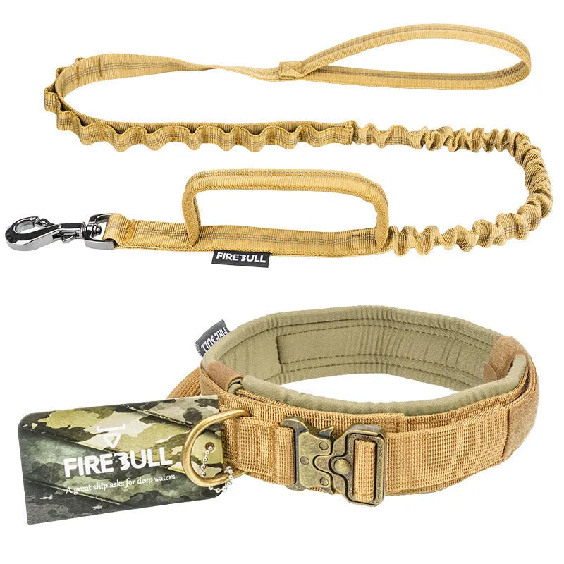 Nylon dog collar and leash set in grey, on a white background