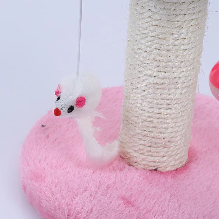 Cat climbing frame kitten table 20x20x22cm made from flannel and sisal, available in blue, pink, and yellow.