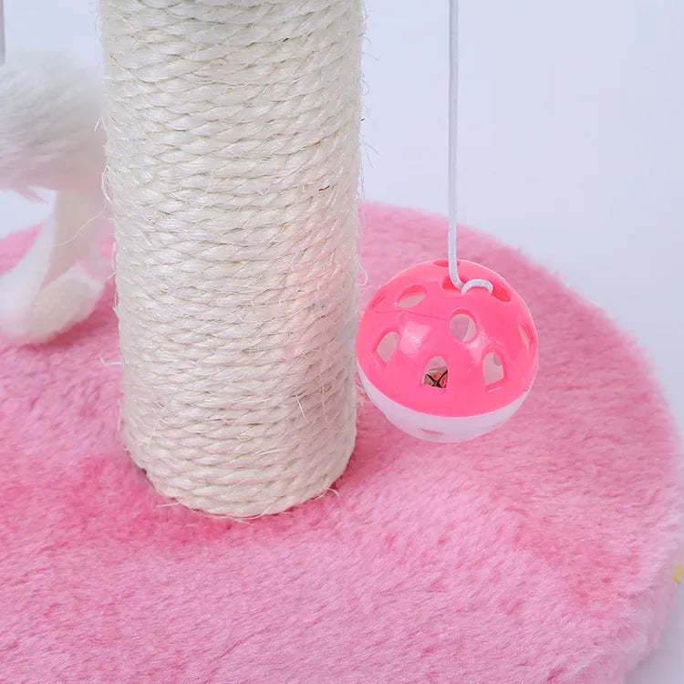 Cat climbing frame kitten table 20x20x22cm made from flannel and sisal, available in blue, pink, and yellow.