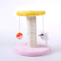 Cat climbing frame kitten table 20x20x22cm made from flannel and sisal, available in blue, pink, and yellow.