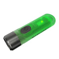Green Nitecore TIKI USB rechargeable keychain light with three light sources: main LED, high CRI white and UV