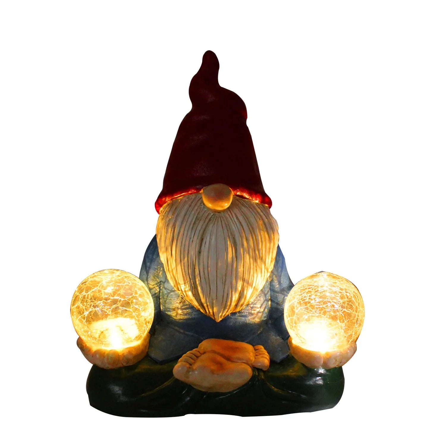 Solar LED resin dwarf garden statue with faceless old man design measuring 27x20cm