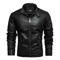 Men's PU leather jacket with stand-up collar and zip front, available in yellow, black or coffee, sizes L to 4XL.