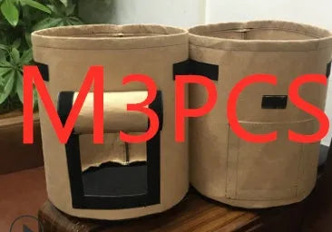 Non-woven breathable potato plant growth bag with side window and double handles in black colour