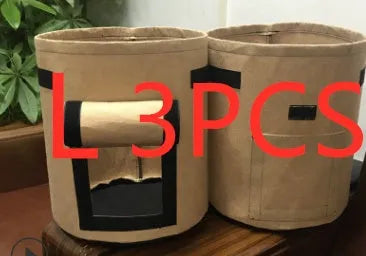 Non-woven breathable potato plant growth bag with side window and double handles in black colour