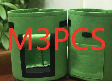 Non-woven breathable potato plant growth bag with side window and double handles in black colour
