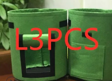 Non-woven breathable potato plant growth bag with side window and double handles in black colour