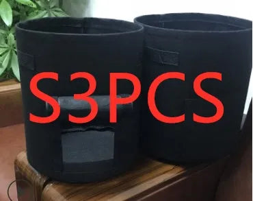 Non-woven breathable potato plant growth bag with side window and double handles in black colour