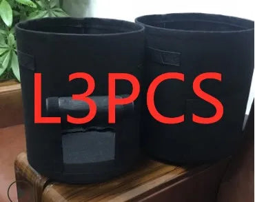 Non-woven breathable potato plant growth bag with side window and double handles in black colour