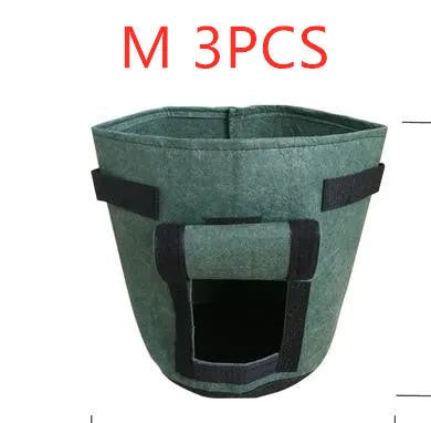 Non-woven breathable potato plant growth bag with side window and double handles in black colour