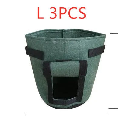 Non-woven breathable potato plant growth bag with side window and double handles in black colour