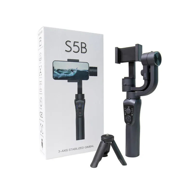 Mobile phone three-axis stabilizer gimbal with plastic construction and tripod attachment