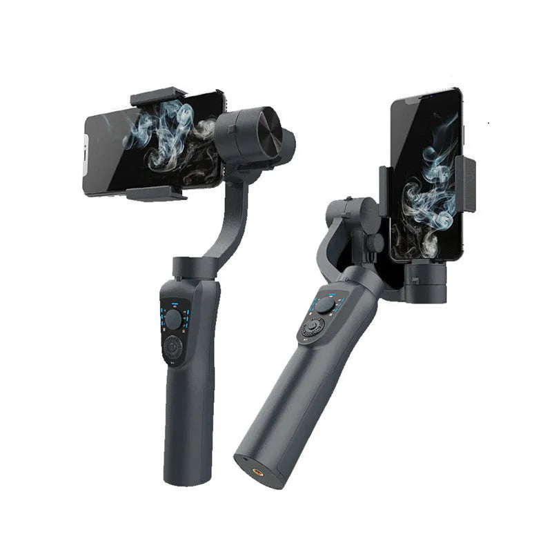Mobile phone three-axis stabilizer gimbal with plastic construction and tripod attachment