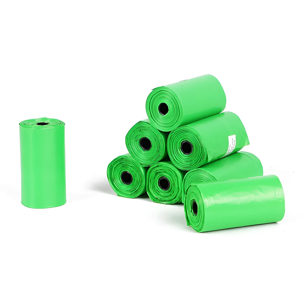 Degradable poop picking up bags for dogs, thicker 0.015mm epi material, blue green pink colours, continuous roll