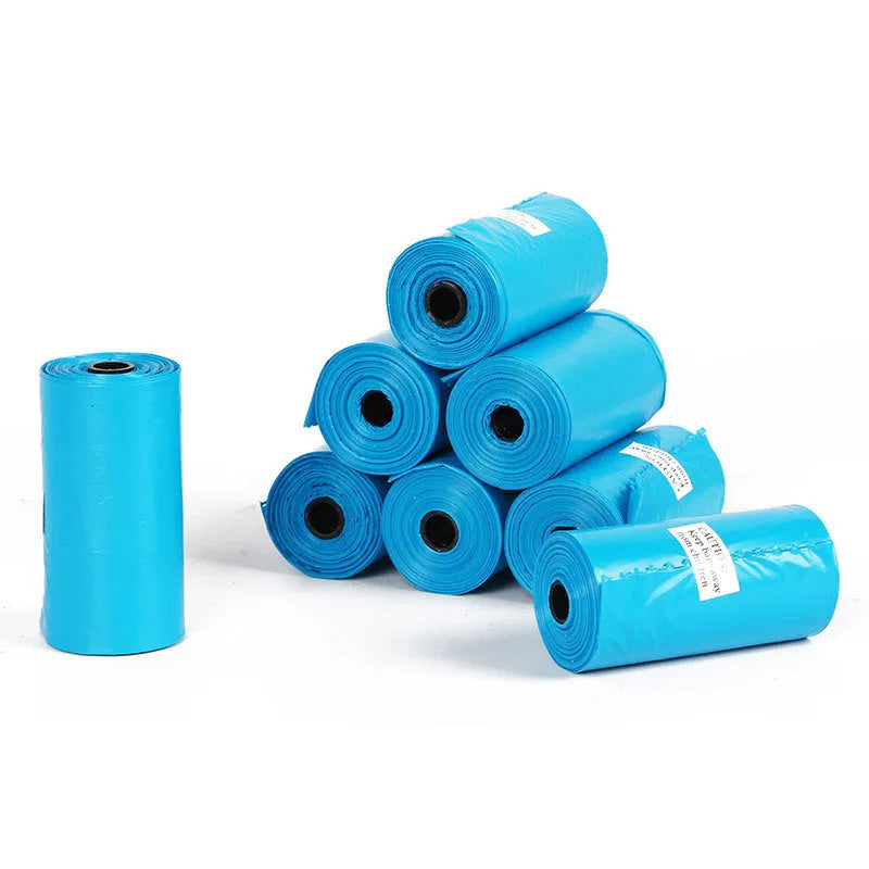 Degradable poop picking up bags for dogs, thicker 0.015mm epi material, blue green pink colours, continuous roll