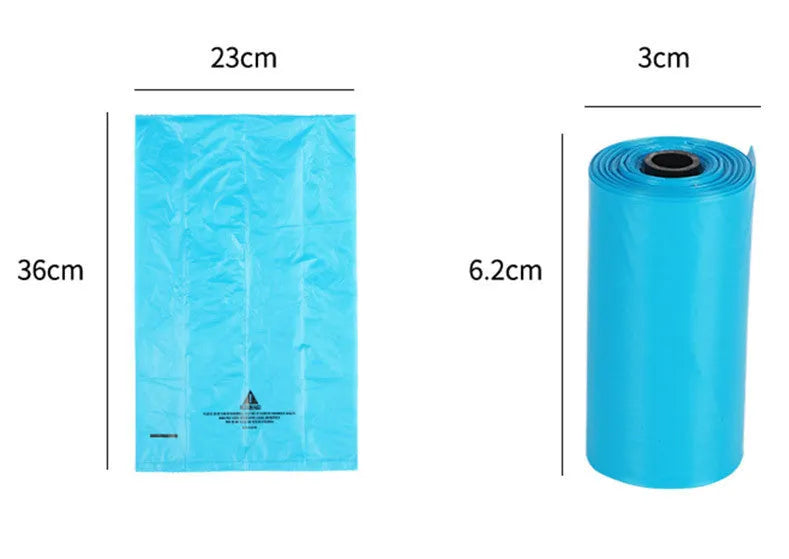 Degradable poop picking up bags for dogs, thicker 0.015mm epi material, blue green pink colours, continuous roll