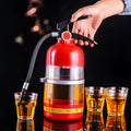 2L acrylic fire extinguisher-shaped wine dispenser with hand-press pump on a table