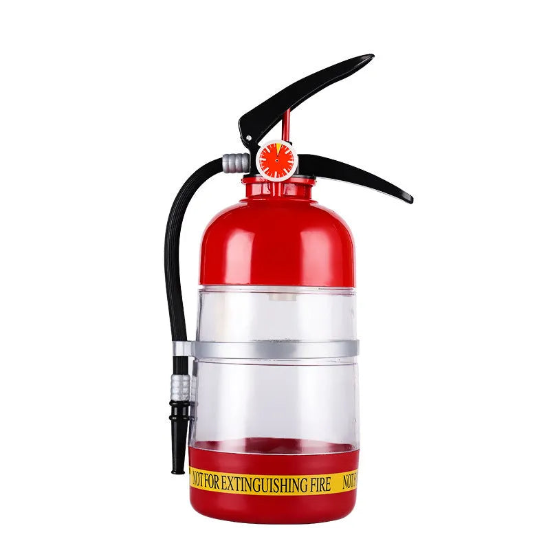2L acrylic fire extinguisher-shaped wine dispenser with hand-press pump on a table