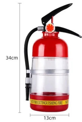 2L acrylic fire extinguisher-shaped wine dispenser with hand-press pump on a table