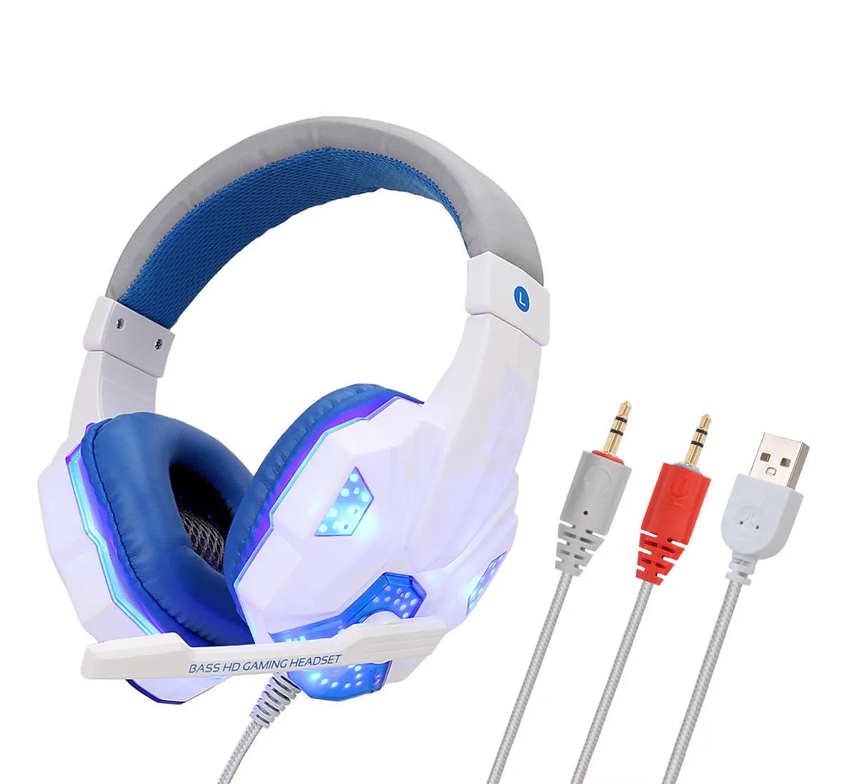 Wired gaming headset with braided cable and leather ear pads in black and red colour option