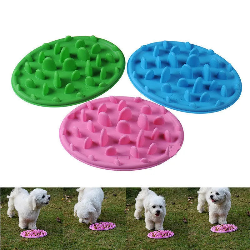 Silicone pet slow food bowl in blue colour anti-choke design for dogs