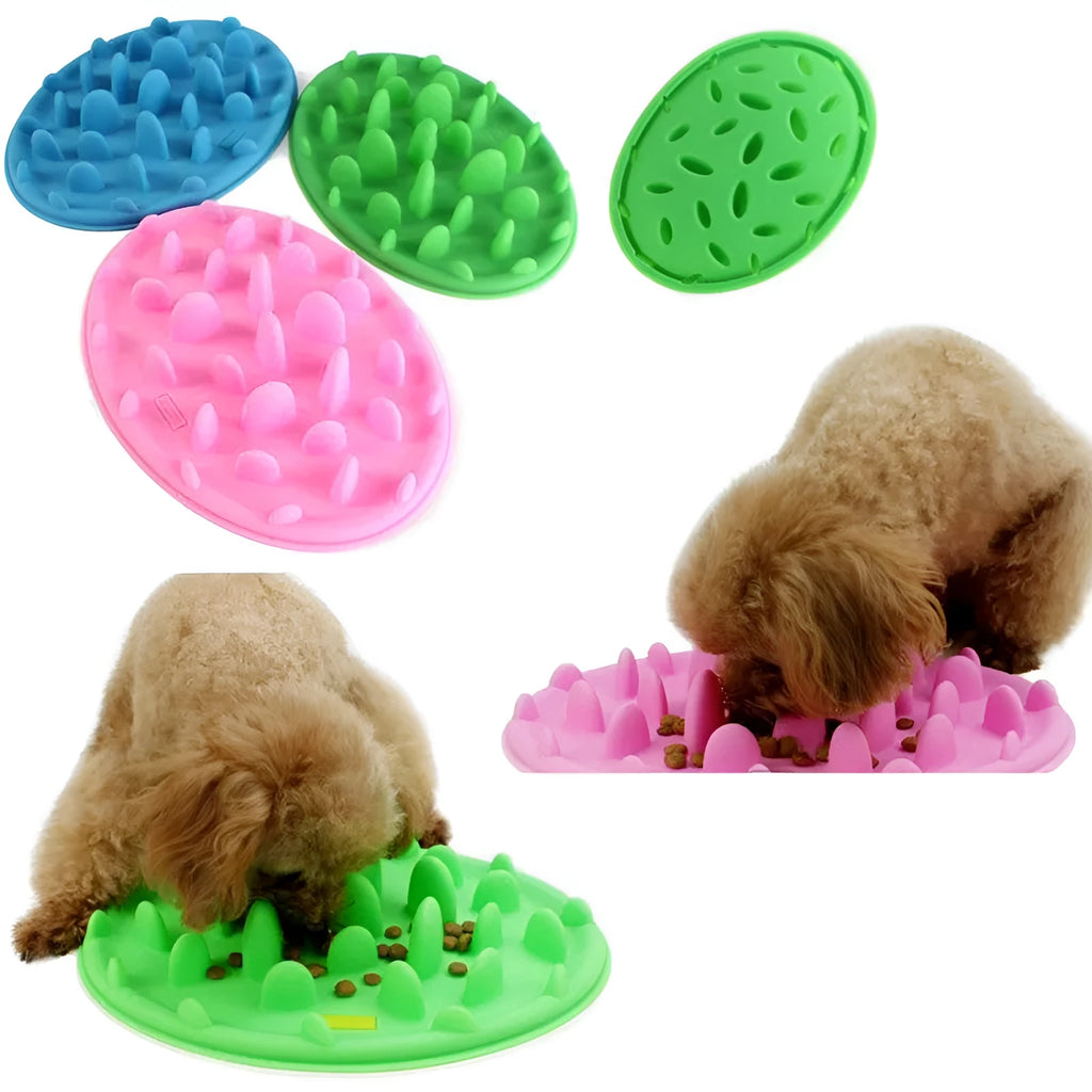 Silicone pet slow food bowl in blue colour anti-choke design for dogs